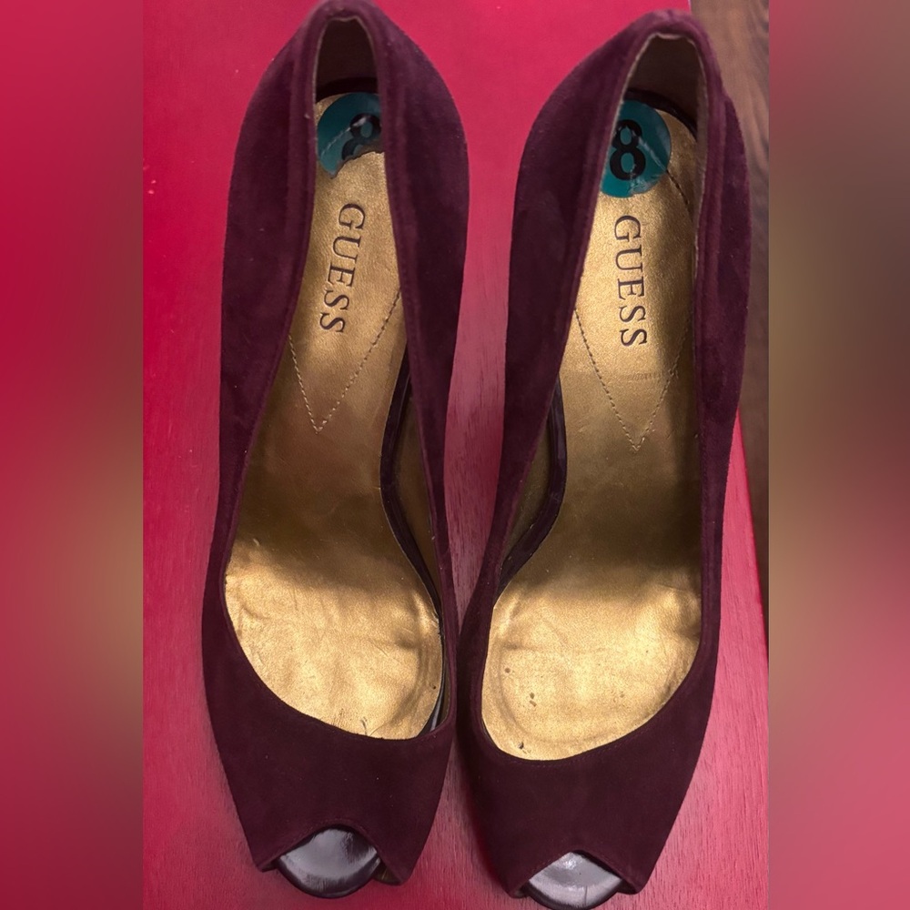 GUESS Purple Suede Open Toe Shoes